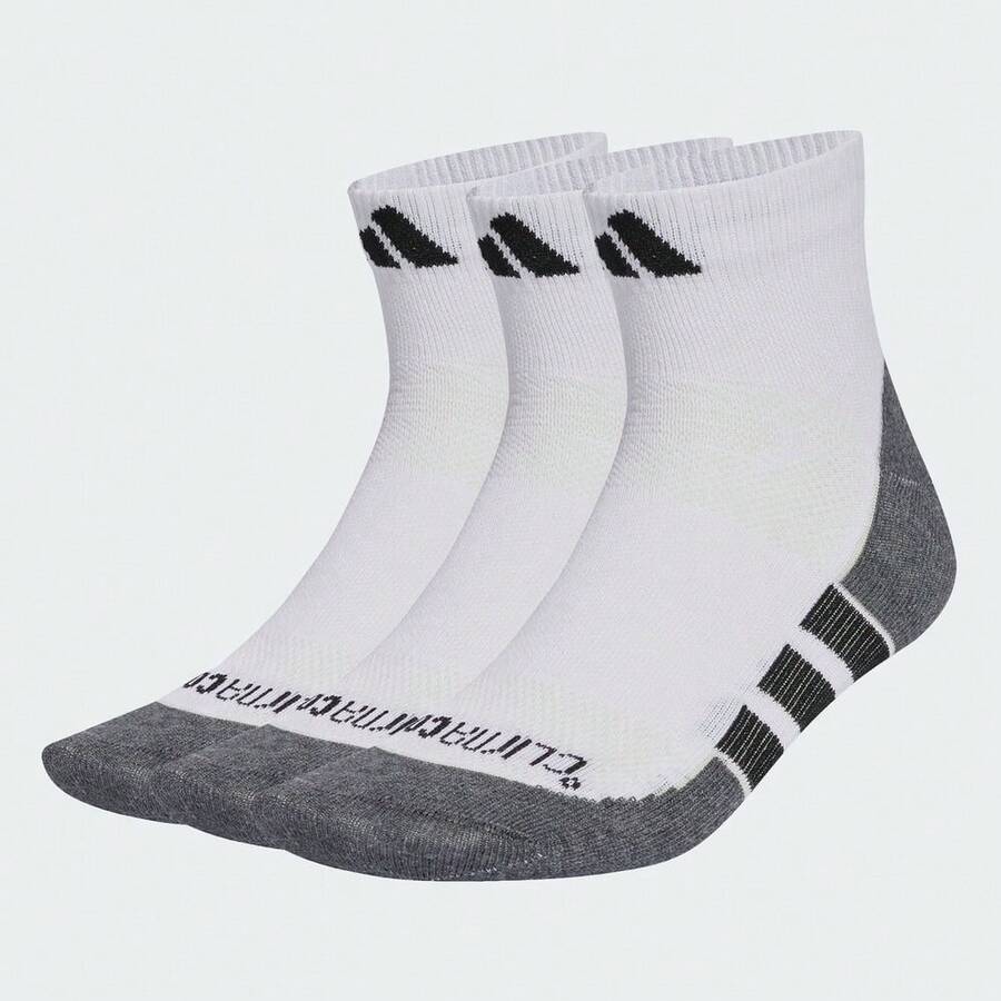 Adidas 3双装中筒袜超值套装,男女通用 - 白色 - 查看 1