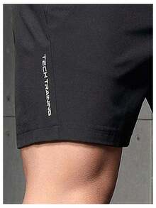 Shorts Atléticos Masculinos de Secagem Rápida com Bolsos com Zíper, Calções De Praia De Secagem Rápida,Atividades Ao Ar Livre No Verão, Treino Na Academia, e Relaxamento Em Casa - Preto - Visão 10