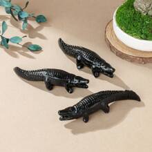 1pc Natural Crystal Obsidian Crocodile Crystal Animal Carving Creative Desktop Decor