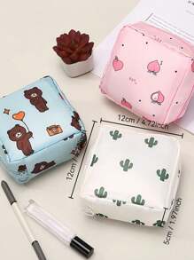 1pc Cute Cartoon Multi.Purpose Waterproof StorageBag-Big Capacity SanitaryNapkin Storage Bag CosmeticStorage Bag Student TravelEssentials Pencil Bag WalletStationery Storage Bag(ThePrinting Position Of ThePattern Is Not Fixed),BohoVibes