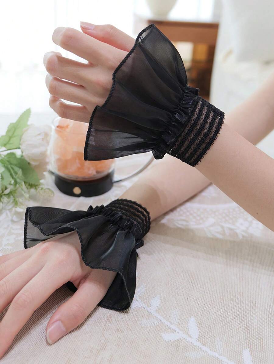 1 Pair Versatile Faux Sleeves Wrist Warmers, Korean Fashion Accessory, Delicate Lady Sleeve Cuffs