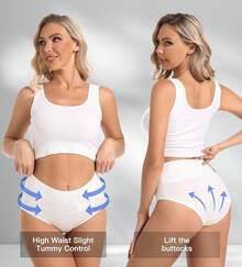 Women's Cotton High Waist Tummy Control Panties Jacquard Ladies Panty Multipack - Comfort - 簡報 04 - 5 件裝 - 白色 - 查看 3