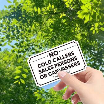 No Cold Callers Dealership Person Or Canvasser Thank You Sticker, Durable, Easy To Stick, Car Decal, Bumper Sticker, Suitable For Bicycle, Laptop, Phone, Helmet, Truck, Water Bottle