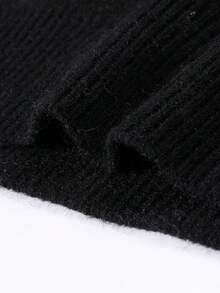 1pc Teen Boys Casual Outdoor Cool Fashion Angel Shooting Heart Jacquard Black Long Sleeve Sweater, Slouchy Crew Neck Knit Pullover, Warm & Thick, Suitable For Spring, Autumn & Winter