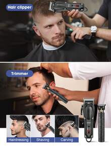 HIENA 2件/套男士理发器T9刀片电动数显套装组合，便携、轻巧、操作简便，适合家庭使用（另有单把理发器可选）