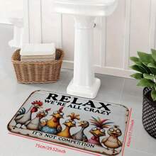 1pc Rubber Doormat, Vintage Quirky Metal Style Doormat Featuring A Flock Of Odd Chickens With "We're All Mad Here" Text, Non-Slip Indoor Mat For Front Door, Bathroom, Garden, Kitchen And Bedroom