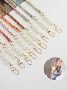 1 Bag With Shoulder Strap, Simple Style, Thin Chain, Diagonal Span, Zinc Alloy Material, DIY Accessory, Adjustable And Retractable Bag Chain, Mobile Phone Hanging Rope Chain, Bag Chain, Mobile Phone Hanging Rope Chain, Women's Shoulder Strap