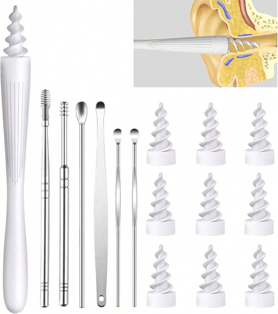 TopEar Wax Removal, 2025 Q-Grips Ear Wax Removal Reusable And Washable Soft Silicone Tips Cleaner Earwax, Ear Wax Removal Kit Contains Types Of Ear Cleaner Tools - 白色 - 查看 1