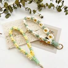 1 Stück Gänseblümchen Blume Armband Handtaschenhalter, handgefertigter Schlüsselanhänger Handyband