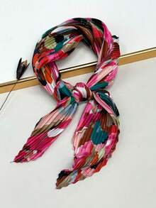 新款70cm正方形簡約印花圍巾，時尚女士帶有皺紋設計的圍巾。可用作頭巾，腰帶和腰帶，以及個人風格的匹配斗篷，頭帶，頭箍，是裝扮造型的理想選擇 - 彩色 - 查看 34