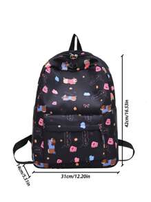 1 Pieza Mochila básica clásica y elegante para volver al colegio, bolso escolar con estampado de perro de dibujos animados, con compartimento para portátil, correas ajustables, mochila casual y ligera para viajes, perfecta para niñas/adolescentes/estudiantes/graduados, ideal para uso diario, salidas, viajes, escuela y vuelta al colegio