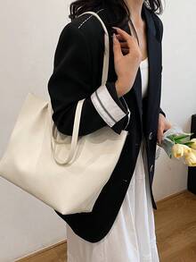 新款时尚大容量纯色 PU 皮革单肩手提包非常适合毕业生、女孩、户外、旅行和返校、背包、轻便、便携、商务休闲、女孩、女大学生、办公室、大学、中学、高中、工作、商务、通勤、游乐场、运动、购物和度假