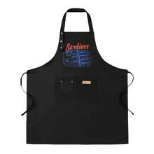 Saidines Dual Waterproof Oilproof Kitchen Chef Aprons With Pockets For Men Women, Adjustable Cooking Apron - 黑色 - 查看 2