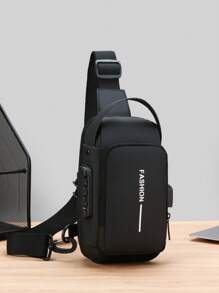 حقيبة صدر رجالية متعددة الوظائف بقفل كلمة مرور، حقيبة كتف عمل/رياضة يابانية الماركة، مناسبة لجميع المواسم والملابس الشارعية