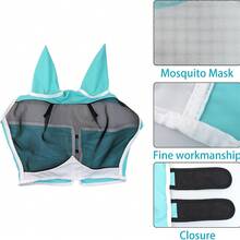 Soft Mesh Fly Mask With Ears, Hook And Loop Horse Face Mask To Protect Eyes And Face - Multicolor - View 3