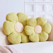 MEIJUANAAWhite Flower Decorative Throw Pillows - Cute Daisy Shaped Plush Pillow, Soft 14.9 Floor Cushion - Xanh nhạt - Xem 2