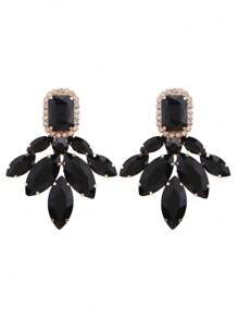 ACEHLN Elegant Copper Alloy Teardrop Angel Wings Dangle Earrings With Sparkling Rhinestones Perfect For Daily Wear, Weddings, And Holiday Celebrations, Everyday Earrings|Teardrop Dangle Earrings|Rhinestone Adorned Earrings