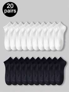 1/5/10/20 Pairs Black & White Leg Warmers Set, Minimalist Multi-Functional Casual, Sports, Ankle, Low-Cut, Invisible Leg Warmers, Unisex, All Season - Multicolor - View 1