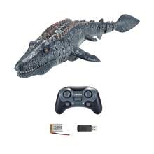 Dinosaure crocodile radiocommandé RC. Le crocodile nage comme un vrai crocodile, peut nager dans l'eau ou dans la piscine, avec fonction jet d'eau, facile à utiliser, c'est le cadeau parfait pour les enfants