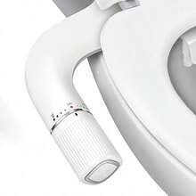 Bidé BIGCOW ultra delgado con doble boquilla no eléctrica para lavado frontal y trasero. Accesorio de inodoro con entrada de metal y presión de agua dulce ajustable - Cromo - Ver 1