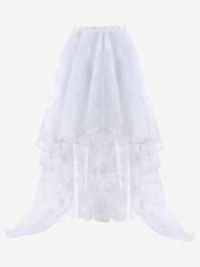 Women's Renaissance Victoria Long Maxi Skirt Halloween Costume Ruffle High Low Asymmetrical Skirt - trắng - Xem 2