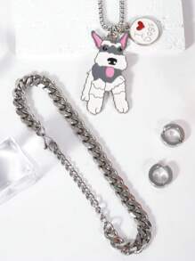 6 件/4 件创意锌合金项链首饰，宠物爱好者的心形礼物，可爱狗狗时尚动物配饰