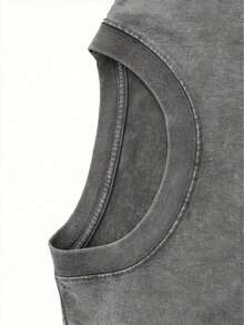 Earth Religious Cross With Retro Design Christian Jesus Printed Retro Washed T-Shirt, 230G, Retro Street Style. Simple And Versatile, Pure Cotton Is Of High Quality, Novel And Fashionable, And It Is A Must-Have Fashion T-Shirt For Spring And Summer. - 灰色 - 查看 3