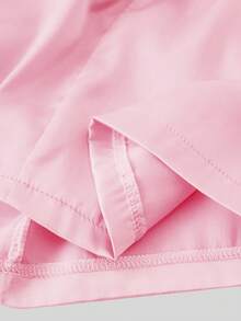 Tween Girl Light Pink Single-Breasted Short Sleeve Top And Shorts Pajama Set - Multicolor - View 5