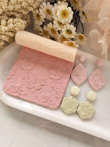 High Precision Pottery Textured Rolling Pin - Durable Plastic Handcraft Mold, Suitable For DIY Jewelry Making And Art Design, Soft Clay Texture Tool With Fine Patterns, Ideal For Unique Handmade, Decorative Earrings | Textured Craft Surface, Jewelry Making Supplies - Texture Roller - View 6