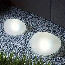 2/1pcs Solar Garden Lights Outdoor Plastic Pebble Shape Decorative Rock Lights Waterproof Suitable For Garden Lawn Trail - White - View 3