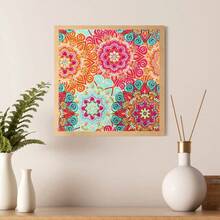 1 件成人 DIY 钻石画套装，不对称形状钻石，曼陀罗花卉图案，适合初学者、家居装饰、节日礼物 - 彩色 - 查看 4