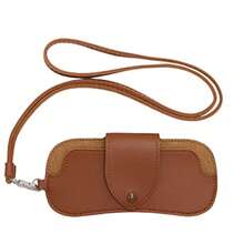 Portable Sunglasses Storage Bag Glasses Case Hanging Neck PU Leather Glasses Holder Protective Sleeve With Lanyard Sunglasses Pouch