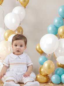 New Style Baby Boy Embroidered White Dress Jumpsuit 2025 Hot Style 100-Day Baby Boy Pure Cotton Dress Ceremonial Sense King