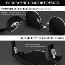 Polarized Semi Rimless Sunglasses For Men Women, Classic Retro Shades Half Frame Driving Sun Glasses UV Protection - 棕色 - 查看 5