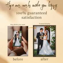 1 件，定制照片，抛光有机玻璃木框，婚礼风格，个性化帆布印刷海报艺术，非常适合家庭、情侣、宠物的回忆，也是周年纪念的完美礼物