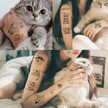24 Sheets Cute Cartoon Cat Temporary Tattooos Watercolor Cat Design Tattooo Sticker For Woman Girls Boys Body Waterproof Face Hand Fake Tattoo