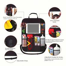 Car Backseat Organizer, Waterproof And Durable Car Seat Organizer Kick Mats Muti-Pocket Back Seat Storage Bag With Touch Screen Tablet Holder