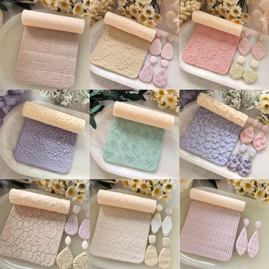 High Precision Pottery Textured Rolling Pin - Durable Plastic Handcraft Mold, Suitable For DIY Jewelry Making And Art Design, Soft Clay Texture Tool With Fine Patterns, Ideal For Unique Handmade, Decorative Earrings | Textured Craft Surface, Jewelry Making Supplies