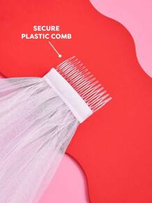 1pc Bridal Double-Layer Veil With Edging, Romantic Wedding Headdress Accessary, Suitable For Wedding, Photoshoot, And Formal Parties