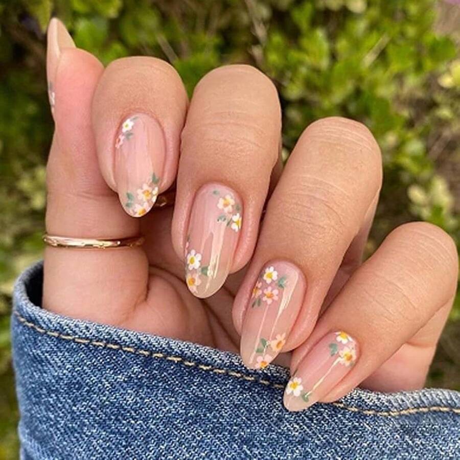 Glow HavenAlmond Press On Nails Medium Length Red White Blue Nails With Designs Cute 4th Of July Nails Press Ons Gel Glue On Nails Acrylic Glossy Full Cover Stick On Nails Independence Day Manicure - Style02 - View 1