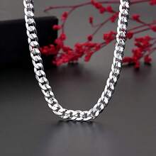 Dây chuyền mắt xích kiểu mạ bạc 925, độ dày 7mm, thiết kế retro thời trang, phong cách hip hop, đường phố, cổ điển, món quà hoàn hảo cho người yêu, cha mẹ, cháu. - Bạc - Xem 2