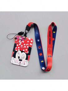 Disney 1-Pack, Stitch Card Holder, Patterned Disney Card Holder, Mickey And Minnie Colored Student Card Holder, 3D Cartoon Stitching Card Holder, Cartoon Slide Card Holder, Meal Card And Bus Card Holder, ID Card Protective Cover, Access Control Campus Card School Supplies, Back To School