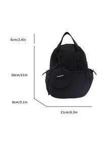 1pc Solid Color Nylon Fabric Unisex Backpack, Multifunctional Handbag Shoulder Bag, Suitable For College Students, Zipper Closure, Daily Use (With Coin Pocket), School Backpack - Multicolor - View 2