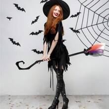 1 peça decoração de vassoura de bruxa para festa de fim de ano cosplay fantasia de plástico acessórios de vassoura mágica de bruxa halloween