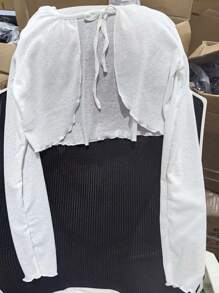 1pc Summer Women Sunscreen Cardigan Ruffle Design Sunscreen Clothing Slim Korean Style Long Sleeve Short Coat For Dress - A - View 7