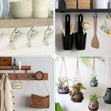 50/100 Pieces Screw Hook, 1 Inch (Approximately 2.5 Cm) Metal Cup Hook Screw Hook Heavy Duty Screw Wood Wall Ceiling Hook Plant Hook Indoor Outdoor For Tableware Craft Basket Lamp Wreath - Bronze, Christmas Decoration, Party Hook - Multicolor - View 8