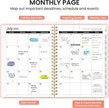 Academic Planner 2025-2026 For Women &Amp; Men, Monthly And Weekly Calendar Planner, Jul 2025 - Jun 2026, A5 (6.3" X 8.5"), Teacher Student Planning Book With Tabs, Ideal For Office School Supplies - Aquamarine - A-Pink - 查看 2