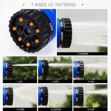 DMA Buena Calidad  Manguera de Jardín 15m,22.5m,30m,38m,46m Expandible 3X de su tamaño original, Manguera de Retracción para riego de jardines, plantas, baño de mascotas, lavado de automóviles. Manguera Expandible 22.5m/75 ft con Boquilla Rociadora de Multifunción de 7 distintos tipos de riego y aspersión para tu jardín. Color Sorpresa (Azul y Verde) - Azul - Ver 4