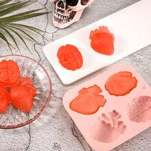 1 件 3D 大脑和心形硅胶模具，逼真的万圣节模具，适合制作糖果、巧克力、布丁、果冻甜点，万圣节必备