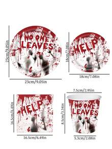 10 pezzi di piatti, tazze e tovaglioli a tema sanguinoso di Ognissanti, set di posate con zombie e scheletro, "Tempi sanguinosi", decorazioni per feste di Ognissanti, regali per feste di compleanno di Ognissanti